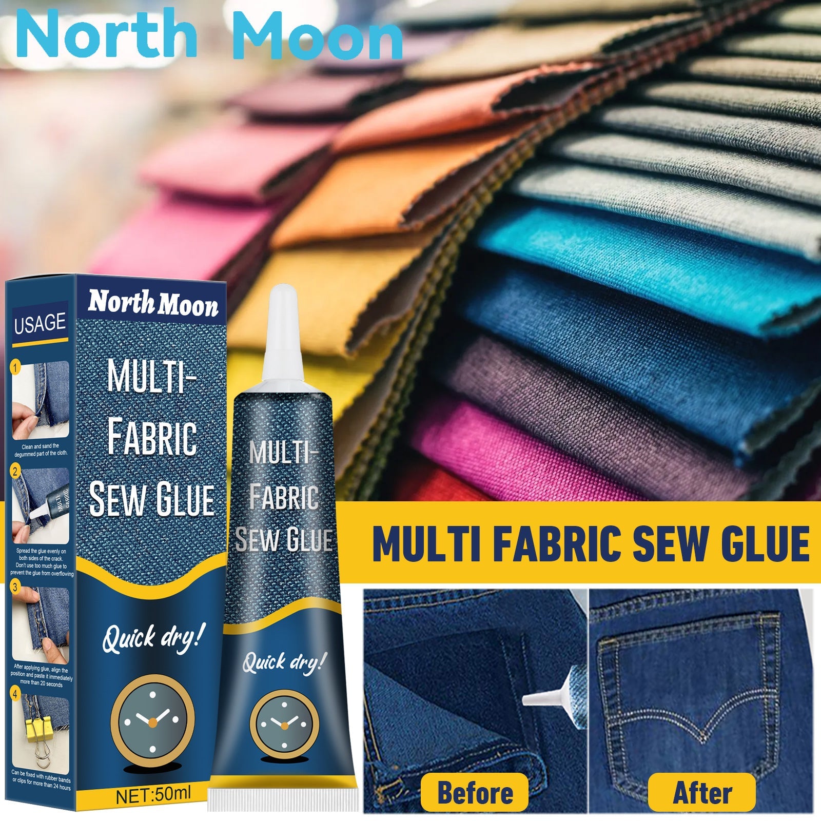 North Moon Fabric Sewing Glue Special Glue For Clothes Printing Pants Insoles Jeans Hole Fabric Glue