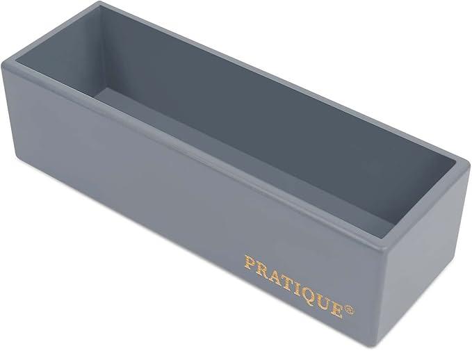 Bamboo Drawer Organizer - Kitchen Utensil Organizer Silverware Tray Cutlery Holder，Office Desk Supplies and Accessories,8.9 * 3 * 2.6,Grey