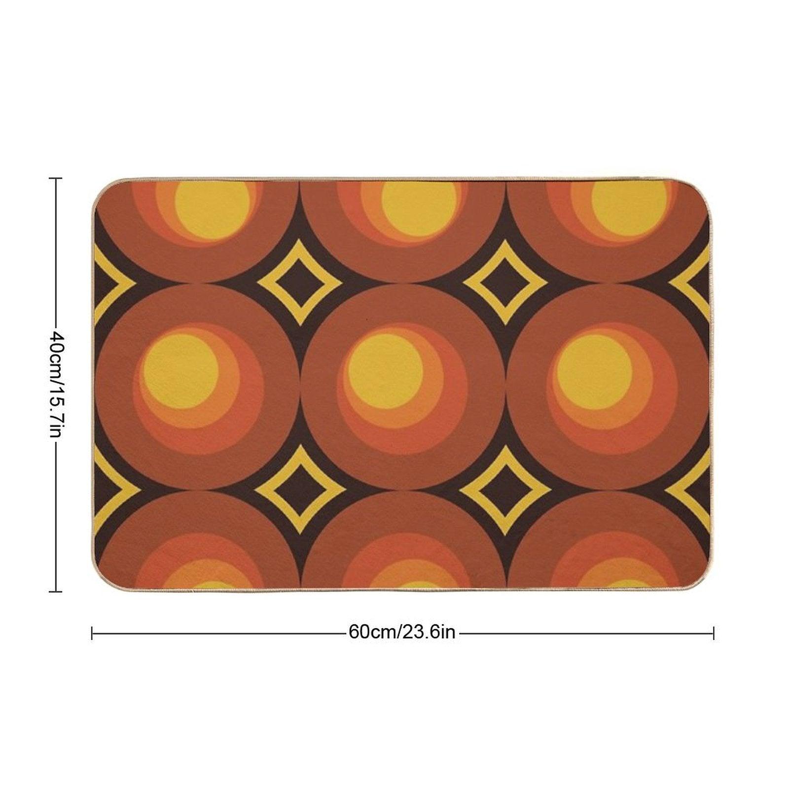 1970s Orange Mid-Century Modern Circle 2 Bath Mat