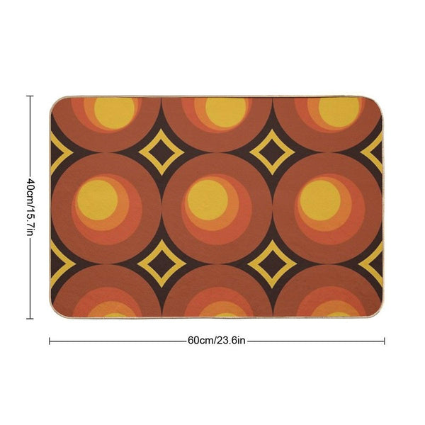 1970s Orange Mid-Century Modern Circle 2 Bath Mat