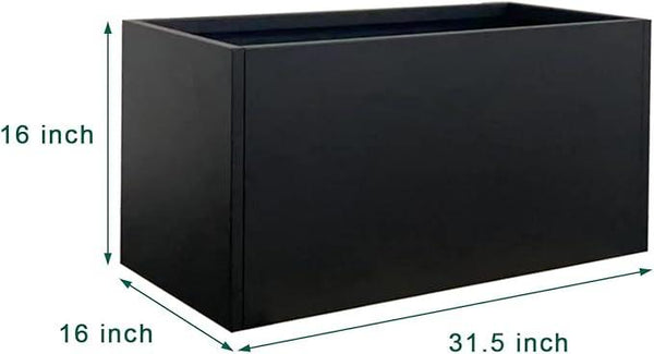 Galvanized Steel Metal Planter Rectangular Indoor Black Planter Box Large Outdoor Planters Steel 31.5