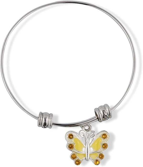Butterfly with Coloured Enamel Fancy Charm Bangle