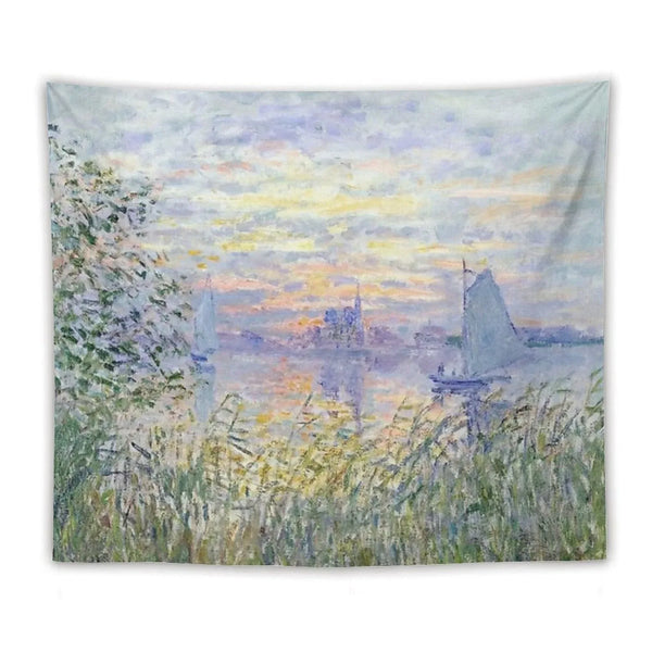 Claude Monet  Soleil Couchant Sur La Seine À Lavacourt - Sunset on The Seine Tapestry