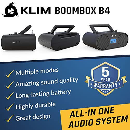 KLIM Boombox CD Player Audio System AM/FM Radio with CD Player MP3 Bluetooth AUX USB