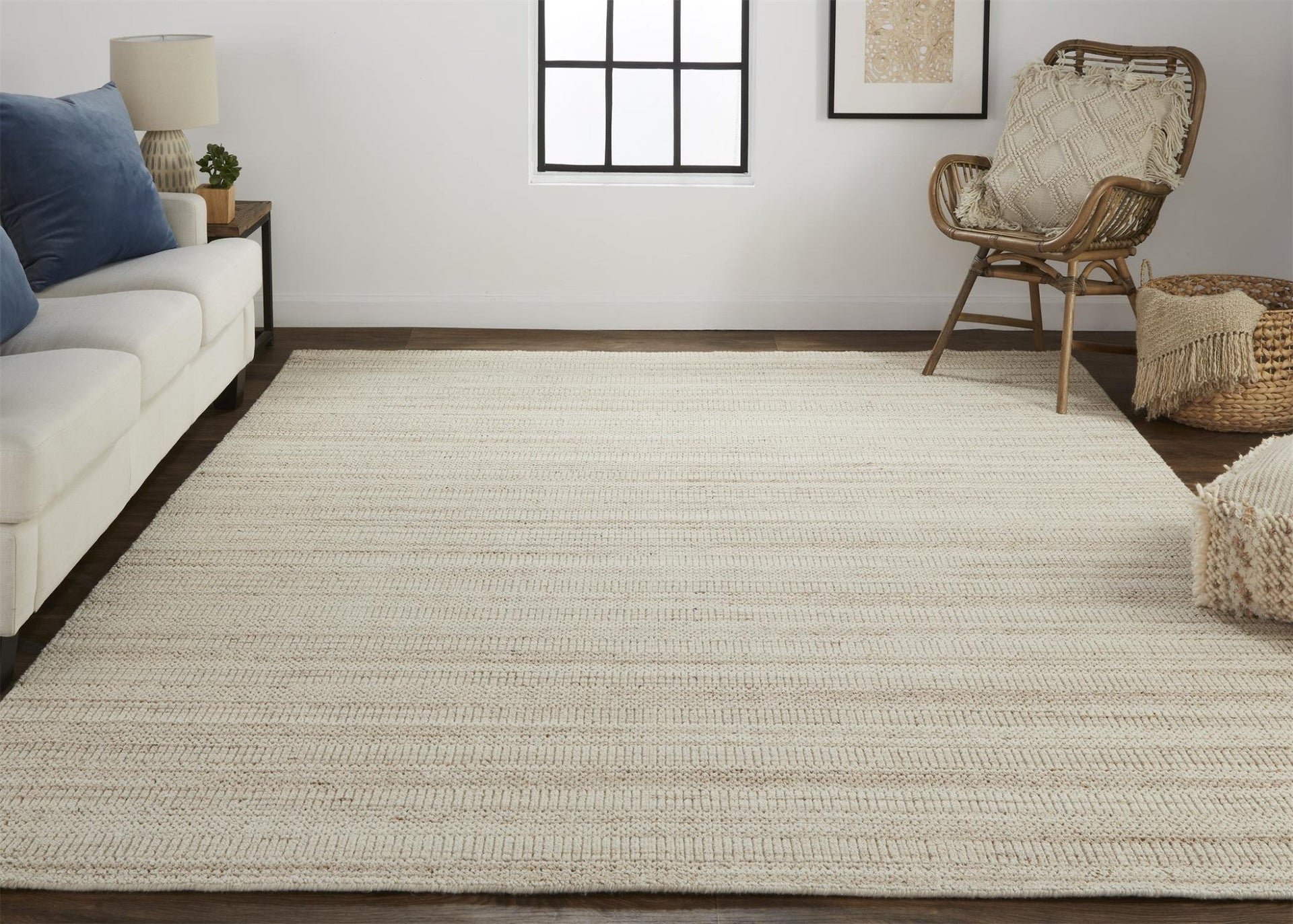 8' X 10' Taupe And Gray Wool Hand Woven Area Rug