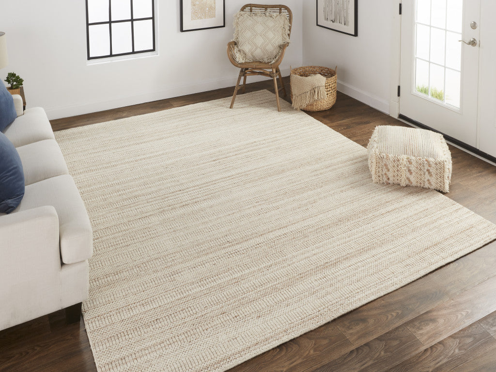 8' X 10' Taupe And Gray Wool Hand Woven Area Rug