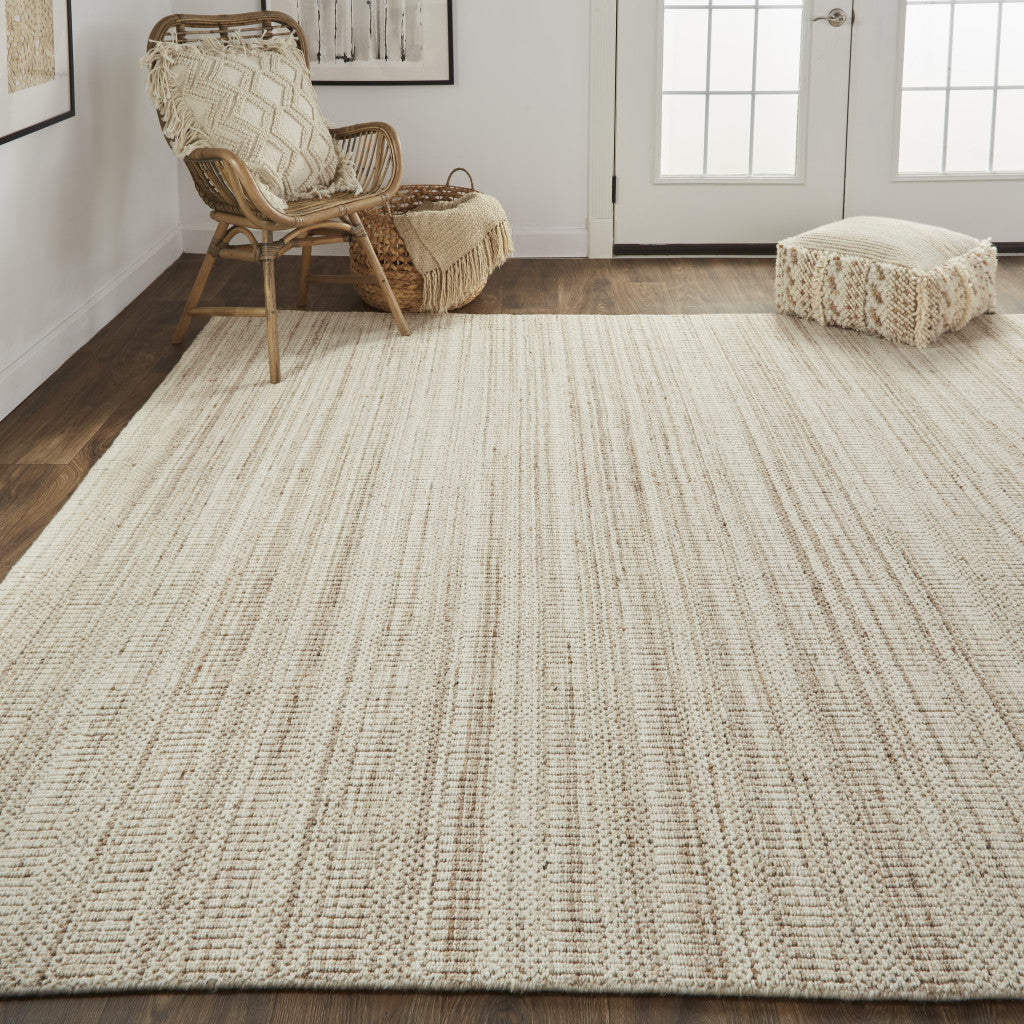 8' X 10' Taupe And Gray Wool Hand Woven Area Rug