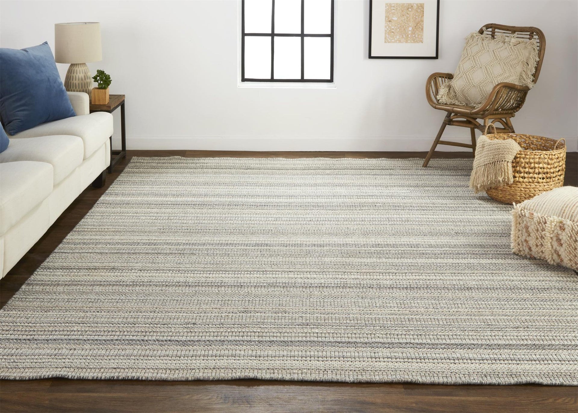 8' X 10' Taupe And Gray Wool Hand Woven Area Rug