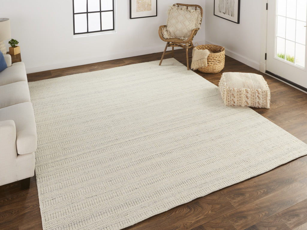 8' X 10' Taupe And Gray Wool Hand Woven Area Rug