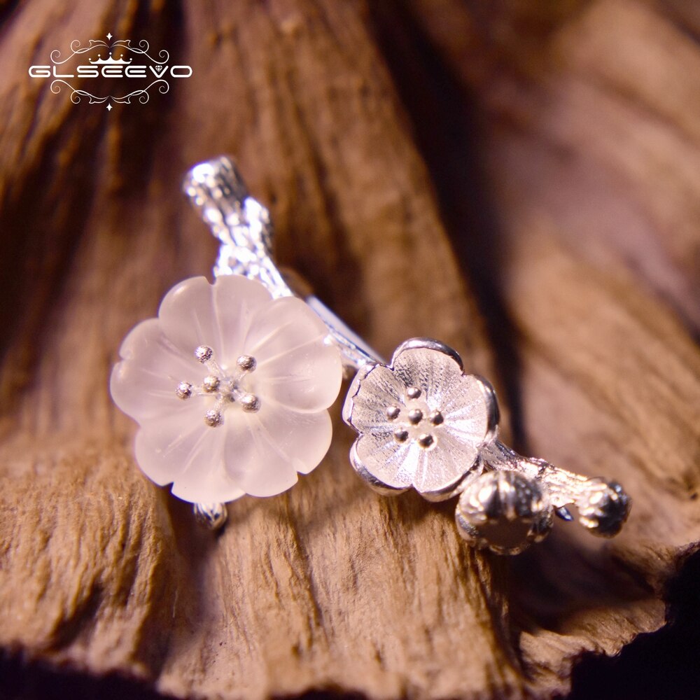 GLSEEVO 925 Sterling Silver Wedding Crystal Flower Brooch High Quality For Women Tree Brooches Mujer Handmade Jewelry