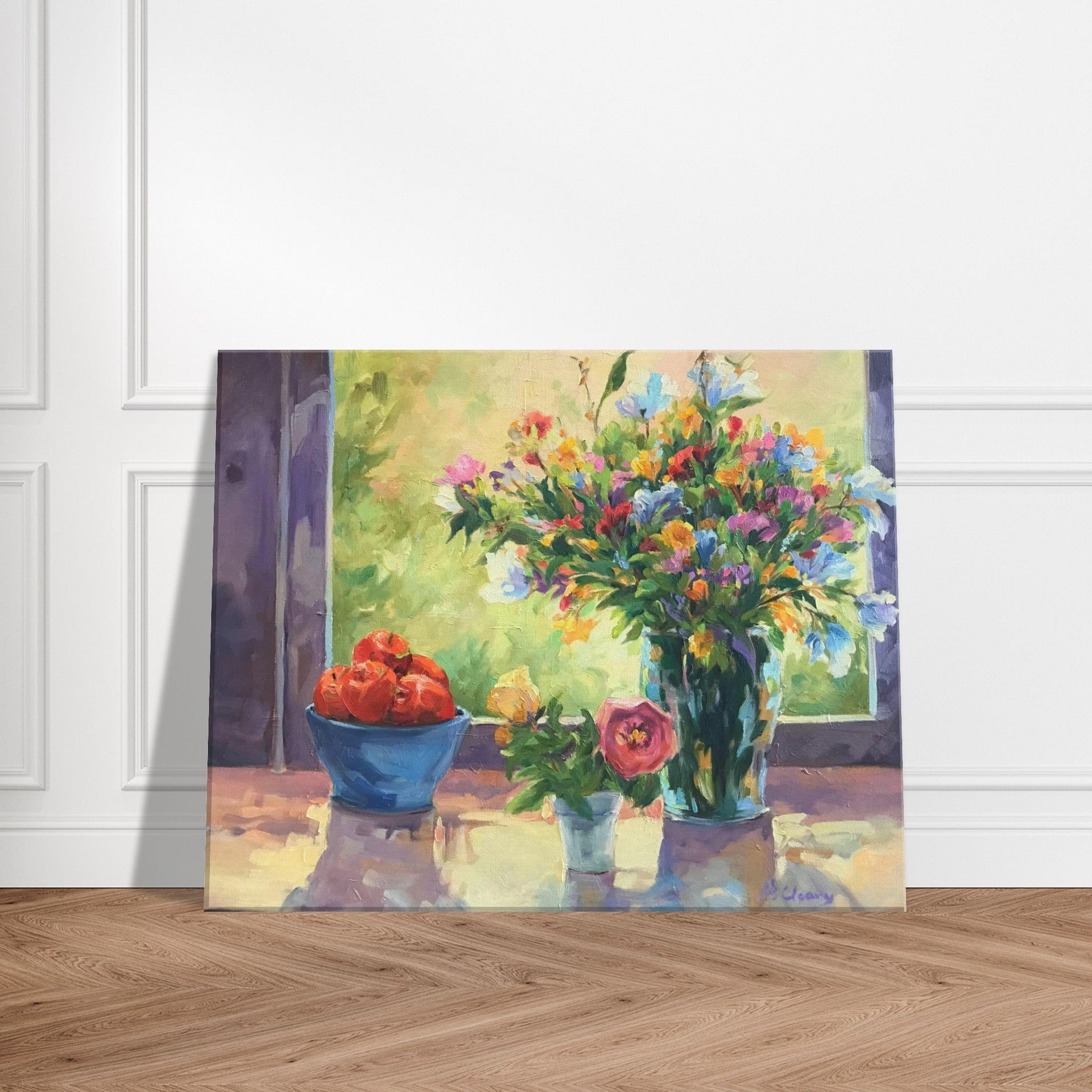 'Myrna's Apples' Still Life Floral I 16x20 inch Art Print on Canvas I Original Artwork by American Artist Barbara Cleary