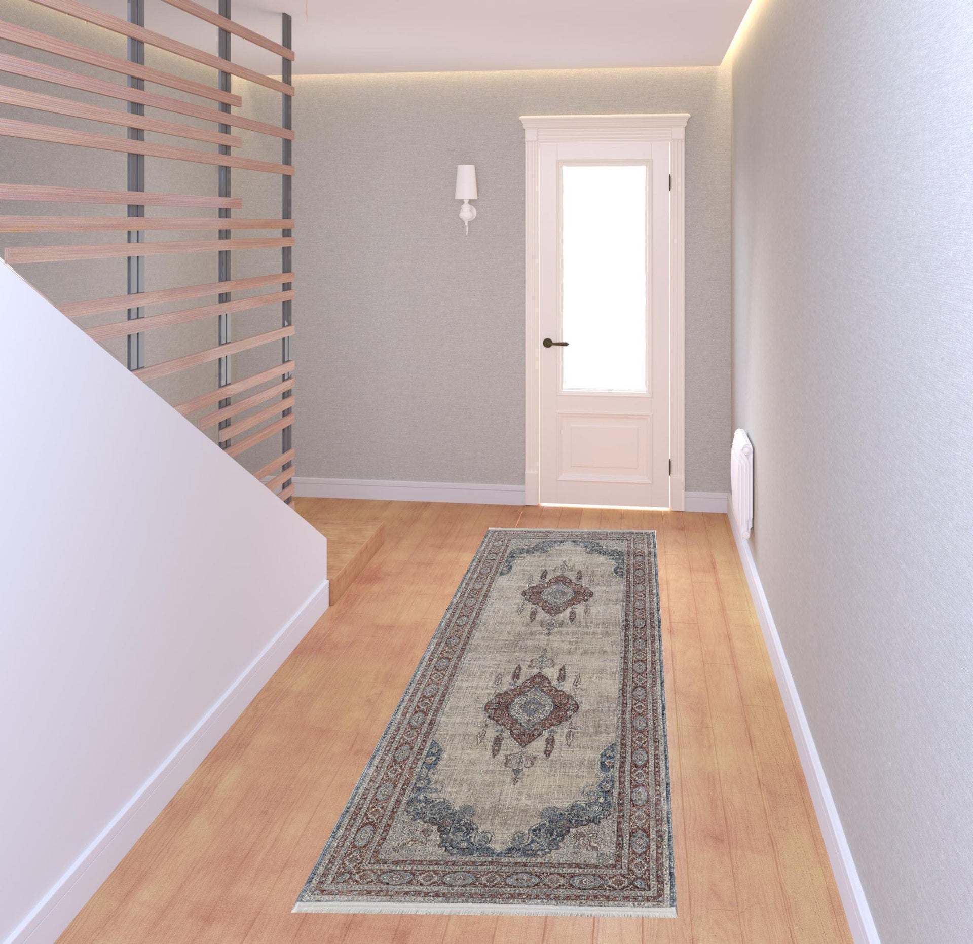 2' X 3' Gray Red And Blue Floral Power Loom Stain Resistant Area Rug