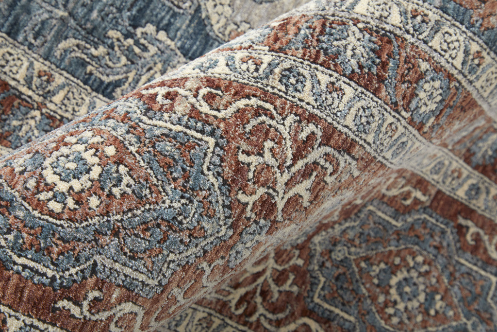 2' X 3' Gray Red And Blue Floral Power Loom Stain Resistant Area Rug