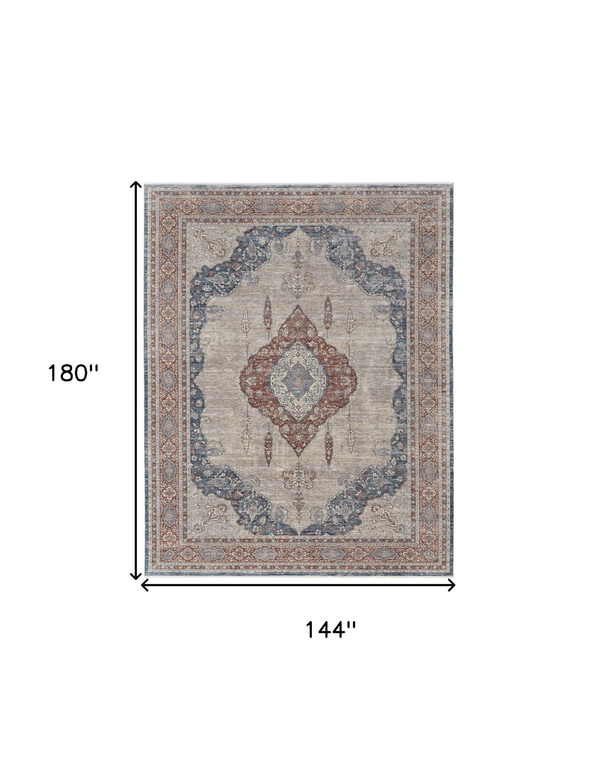 2' X 3' Gray Red And Blue Floral Power Loom Stain Resistant Area Rug