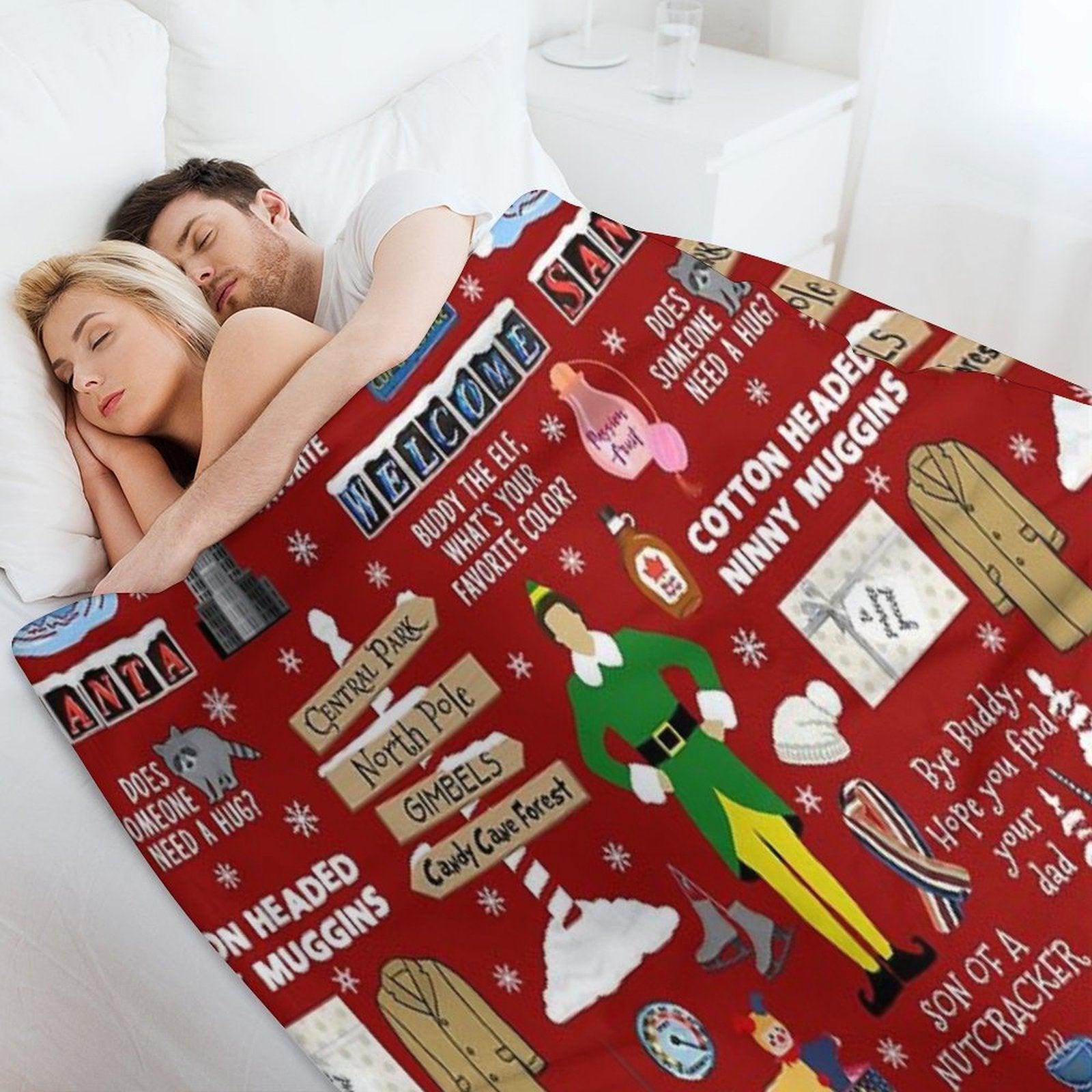 Buddy The Elf Collage, Red Background Throw Blanket