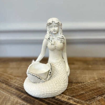 White Mermaid Resin Candle Holder
