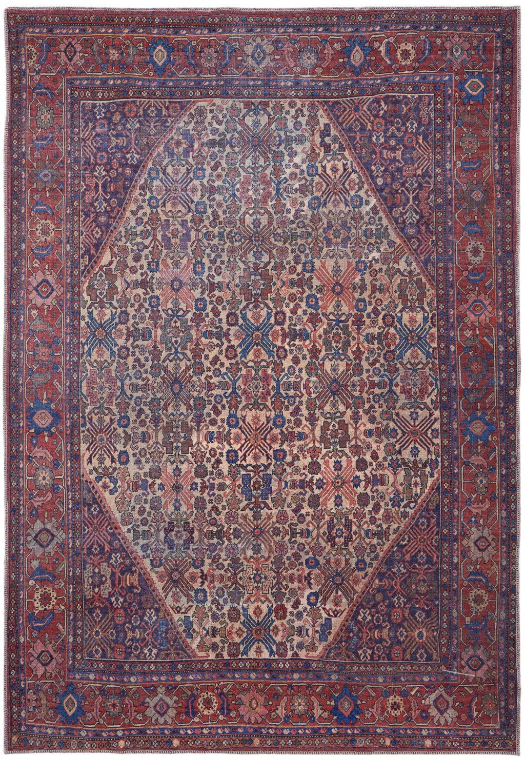 10' X 14' Ivory and Blue Floral Power Loom Area Rug