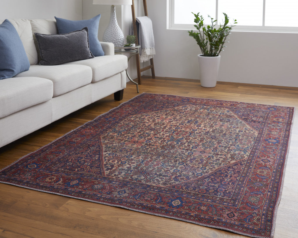 10' X 14' Ivory and Blue Floral Power Loom Area Rug