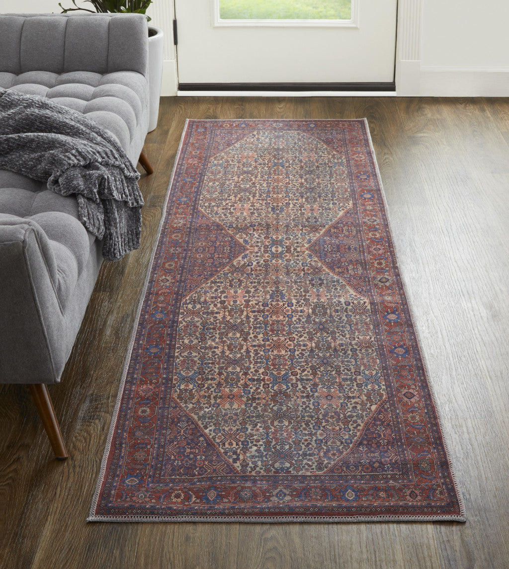 10' X 14' Ivory and Blue Floral Power Loom Area Rug