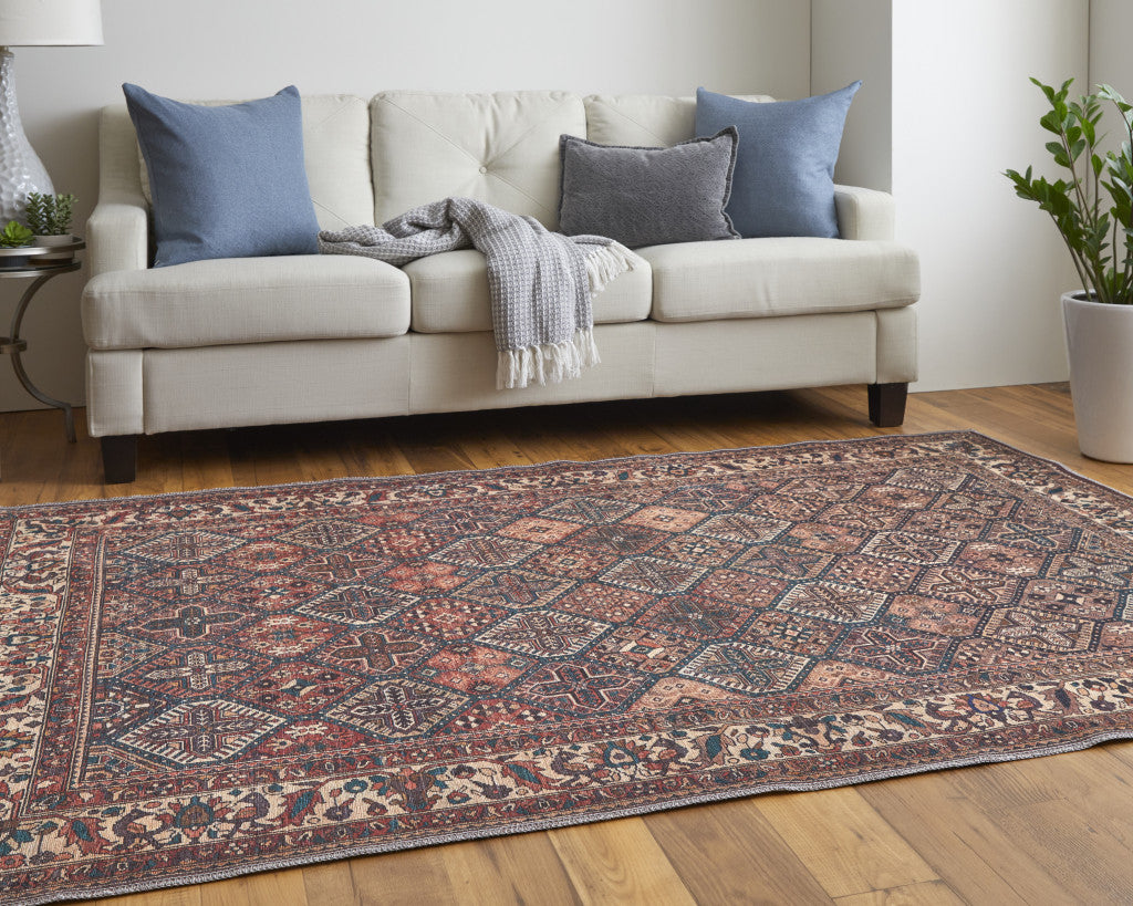 10' X 14' Ivory and Blue Floral Power Loom Area Rug