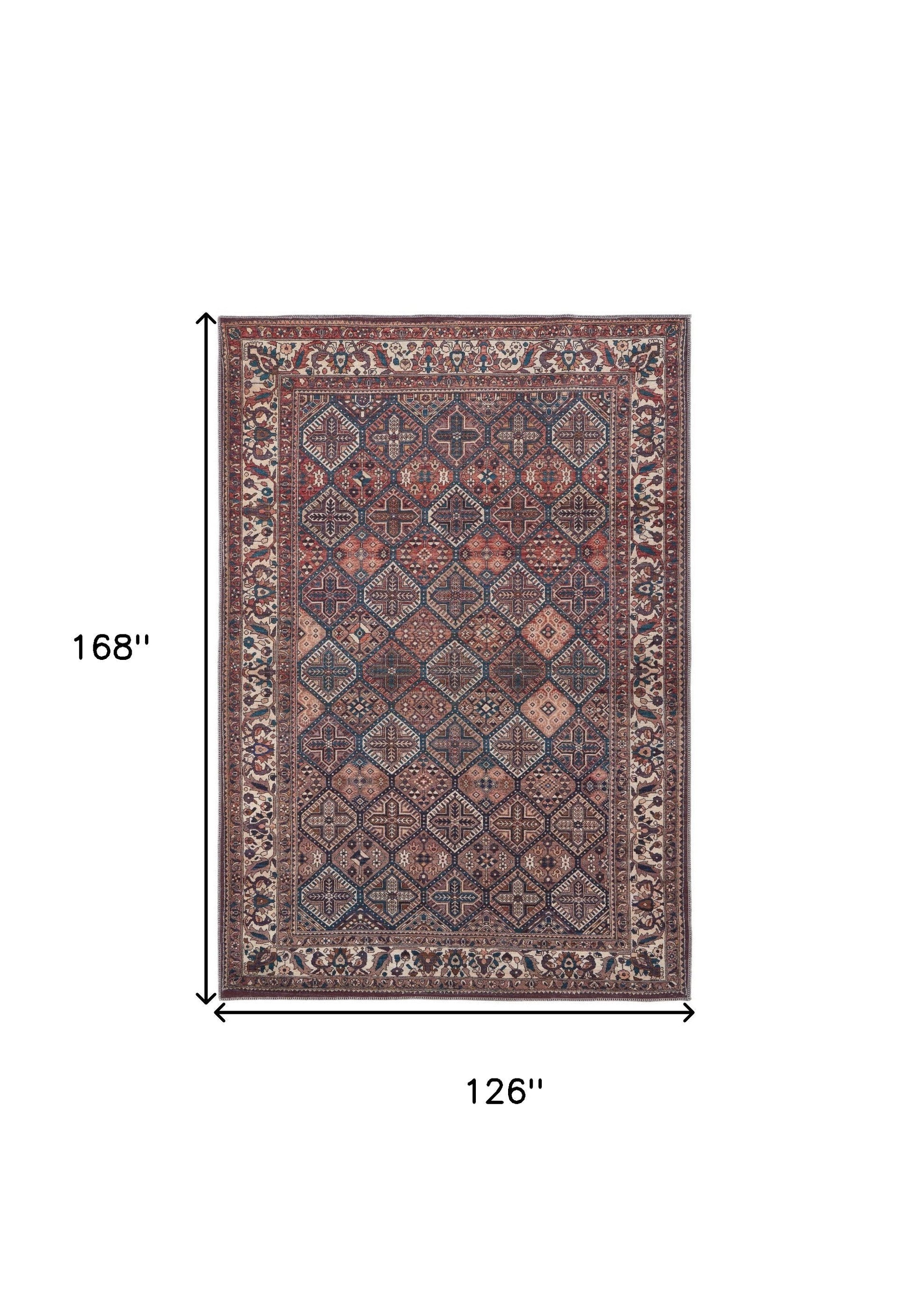 10' X 14' Ivory and Blue Floral Power Loom Area Rug