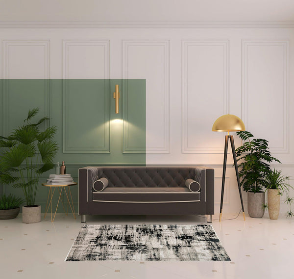 2' X 3' Black White And Gray Stain Resistant Area Rug