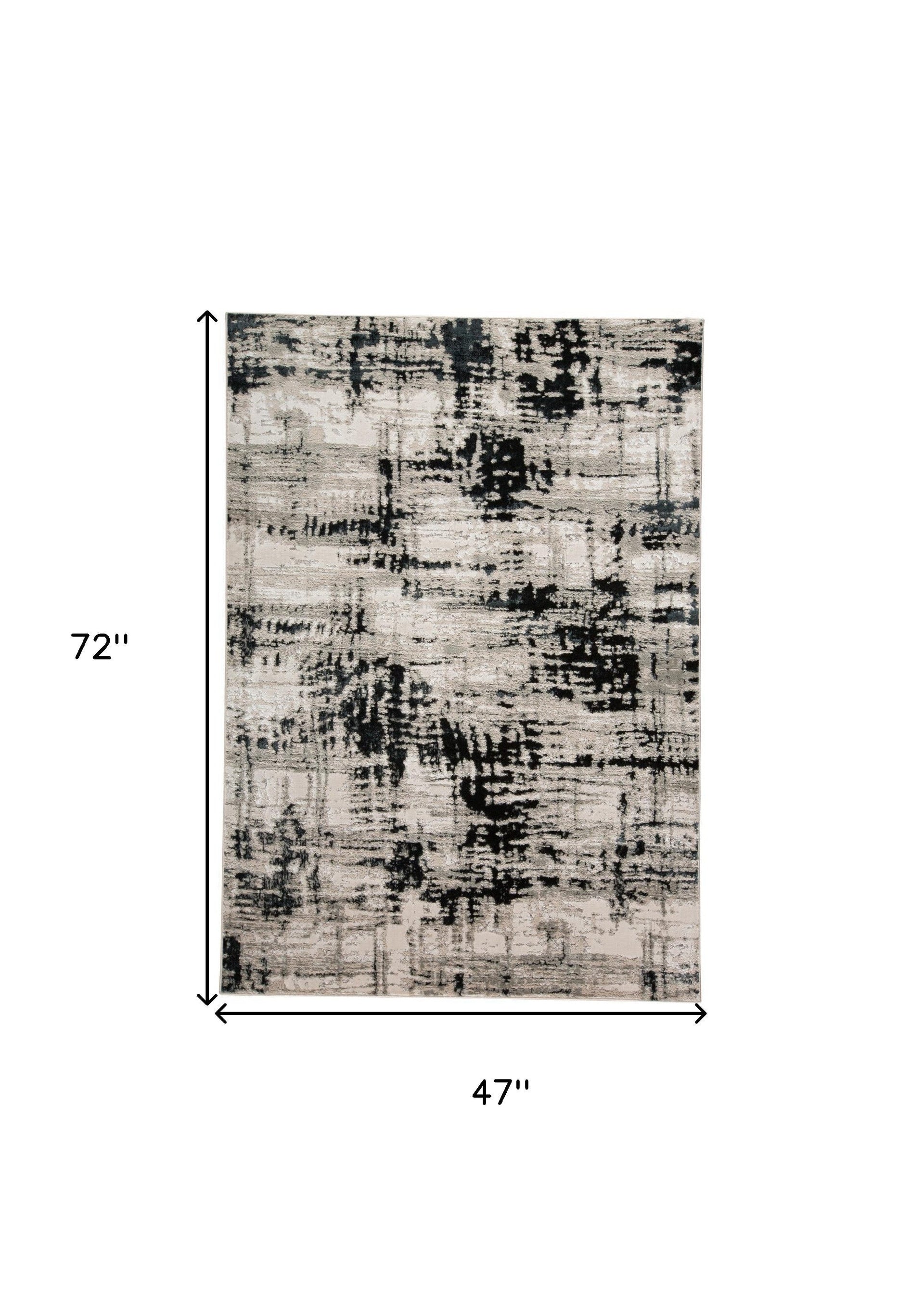2' X 3' Black White And Gray Stain Resistant Area Rug
