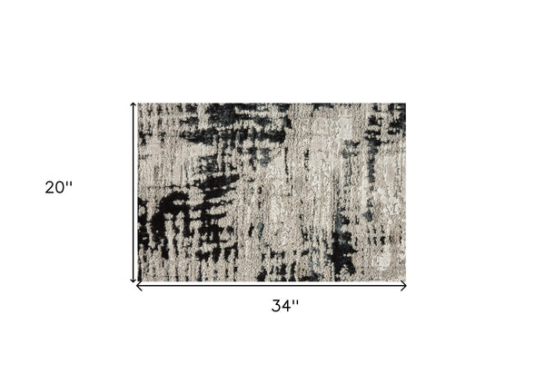 2' X 3' Black White And Gray Stain Resistant Area Rug