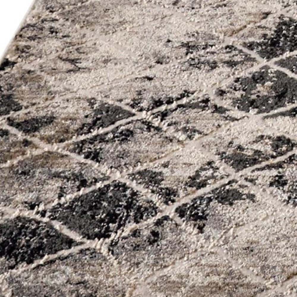 2' X 3' Ivory Gray And Taupe Abstract Stain Resistant Area Rug