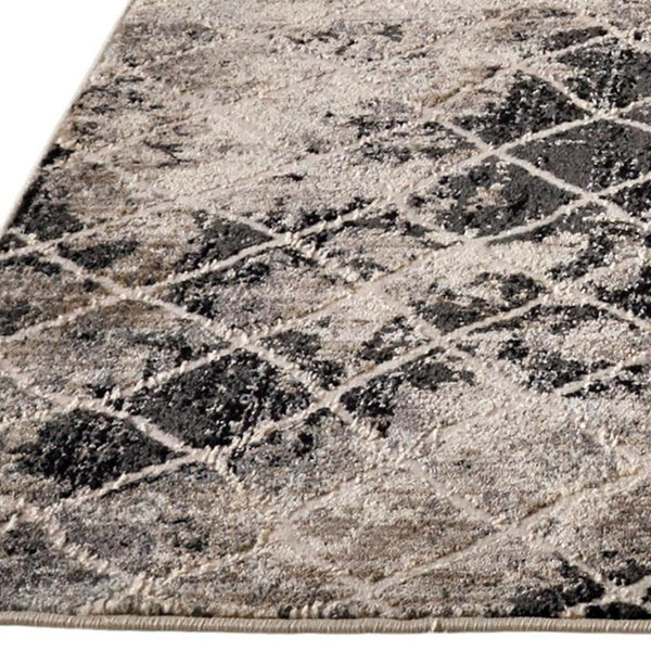 2' X 3' Ivory Gray And Taupe Abstract Stain Resistant Area Rug