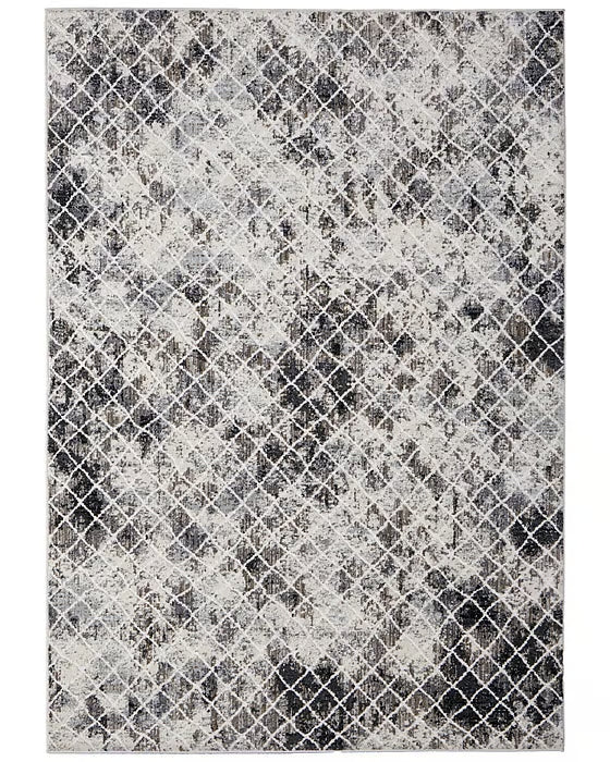 2' X 3' Ivory Gray And Taupe Abstract Stain Resistant Area Rug