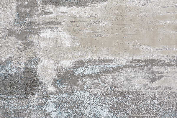 2' X 3' Gray Ivory And Blue Abstract Stain Resistant Area Rug