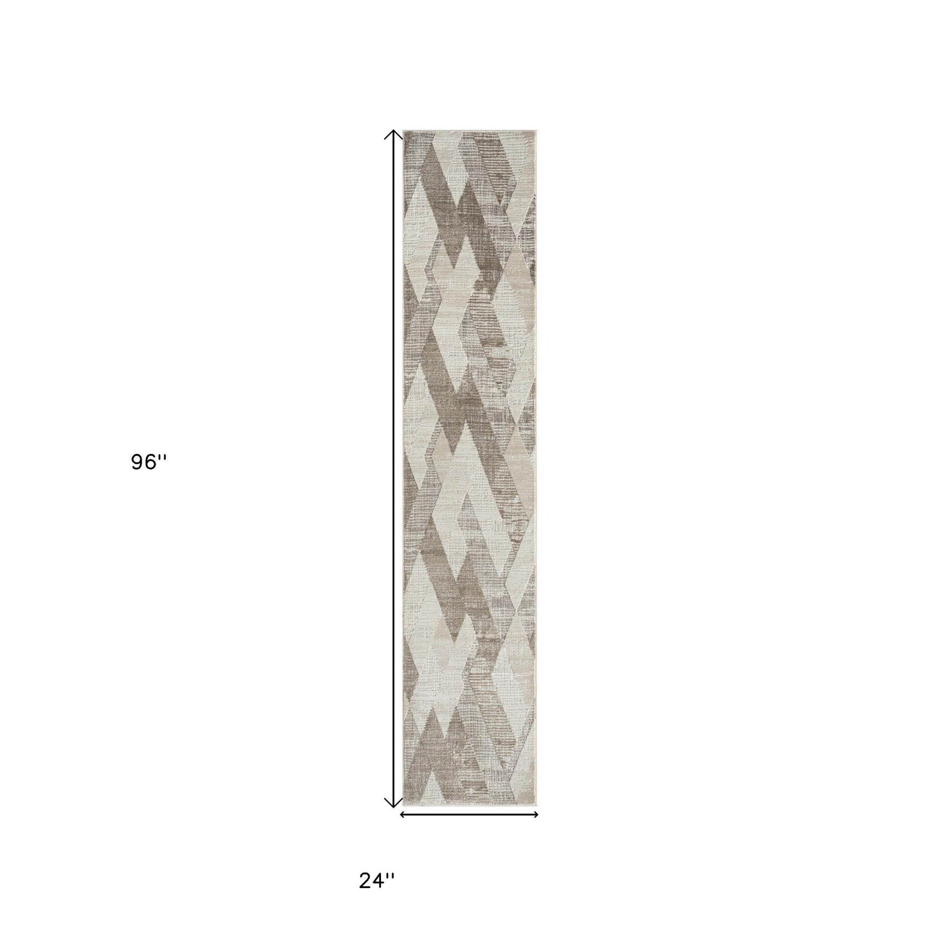 2' X 8' Gray Geometric Runner Rug