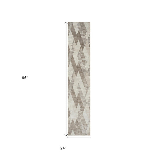 2' X 8' Gray Geometric Runner Rug