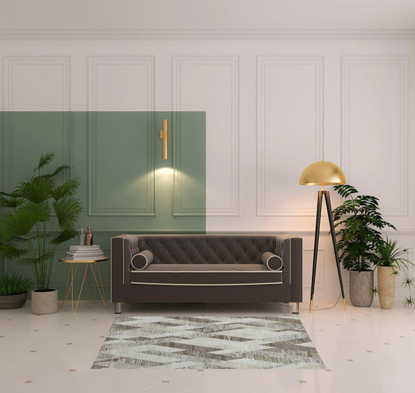 2' X 8' Gray Geometric Runner Rug