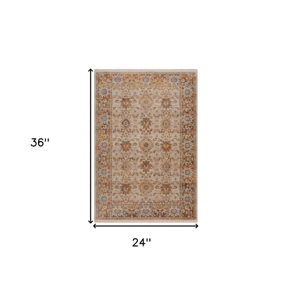 2' X 6' Ivory Oriental Runner Rug