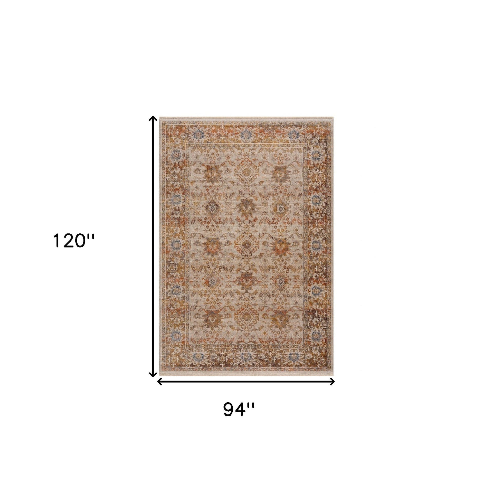 2' X 6' Ivory Oriental Runner Rug