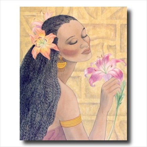 African American Wall Art | Contemporary 16x20 Art Print with Black Flower Design