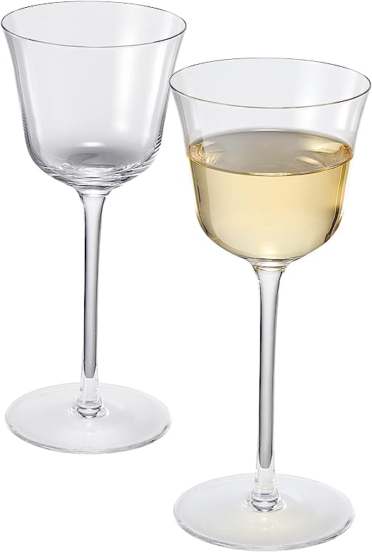 Vintage Crystal Nick & Nora/Wine Coupe Glasses - Set of 2 - Clear Radiance - Cocktails, Wine, Whiskey, Gin, Cocktail Glass - Hand Blown Classy Glass - Timeless Art Deco Design - Long Stemmed (5 OZ)