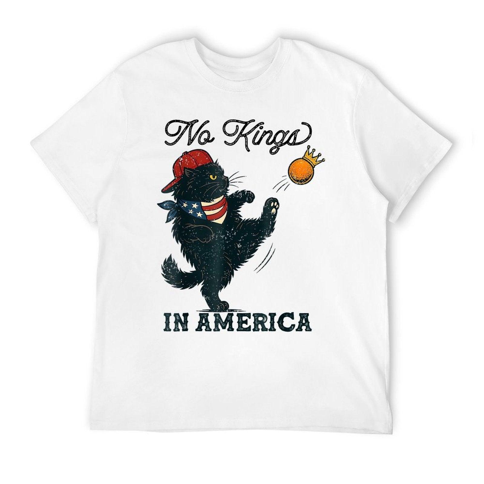 Black Cat No Kings In America  High-quality Stitching T-Shirt