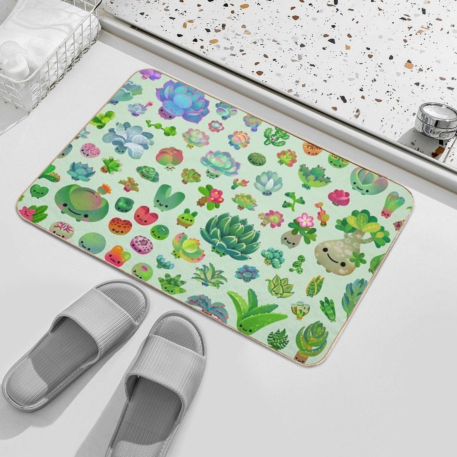 Baby Succulents - Mix (green)  High-Traffic Bath Mat