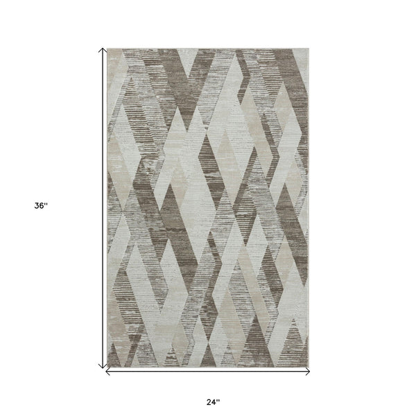 2' X 8' Gray Geometric Runner Rug
