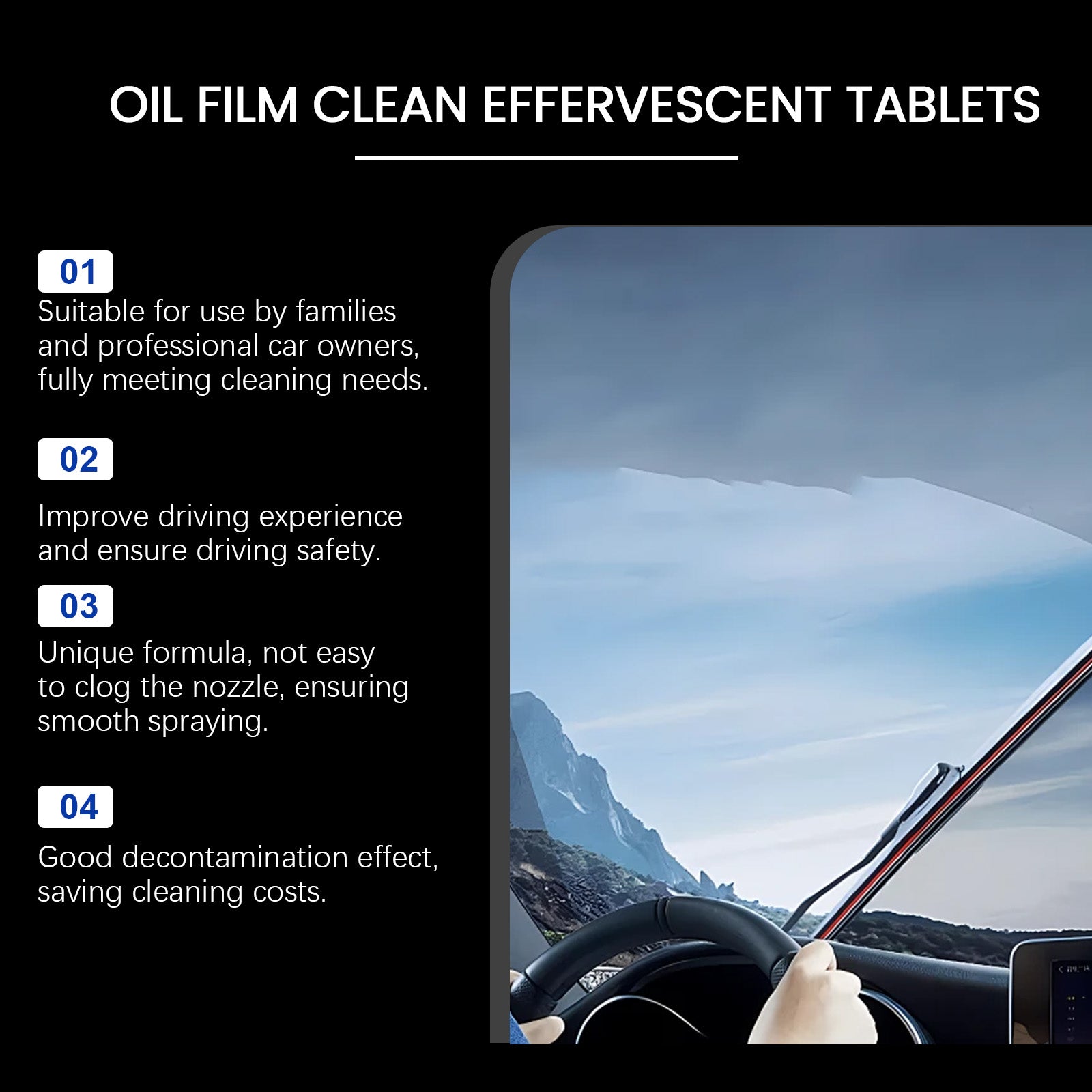 Automotive Windshield Oil Film Effervescent Tablet, Windshield Oil Film Stain Cleaning Effervescent Tablet