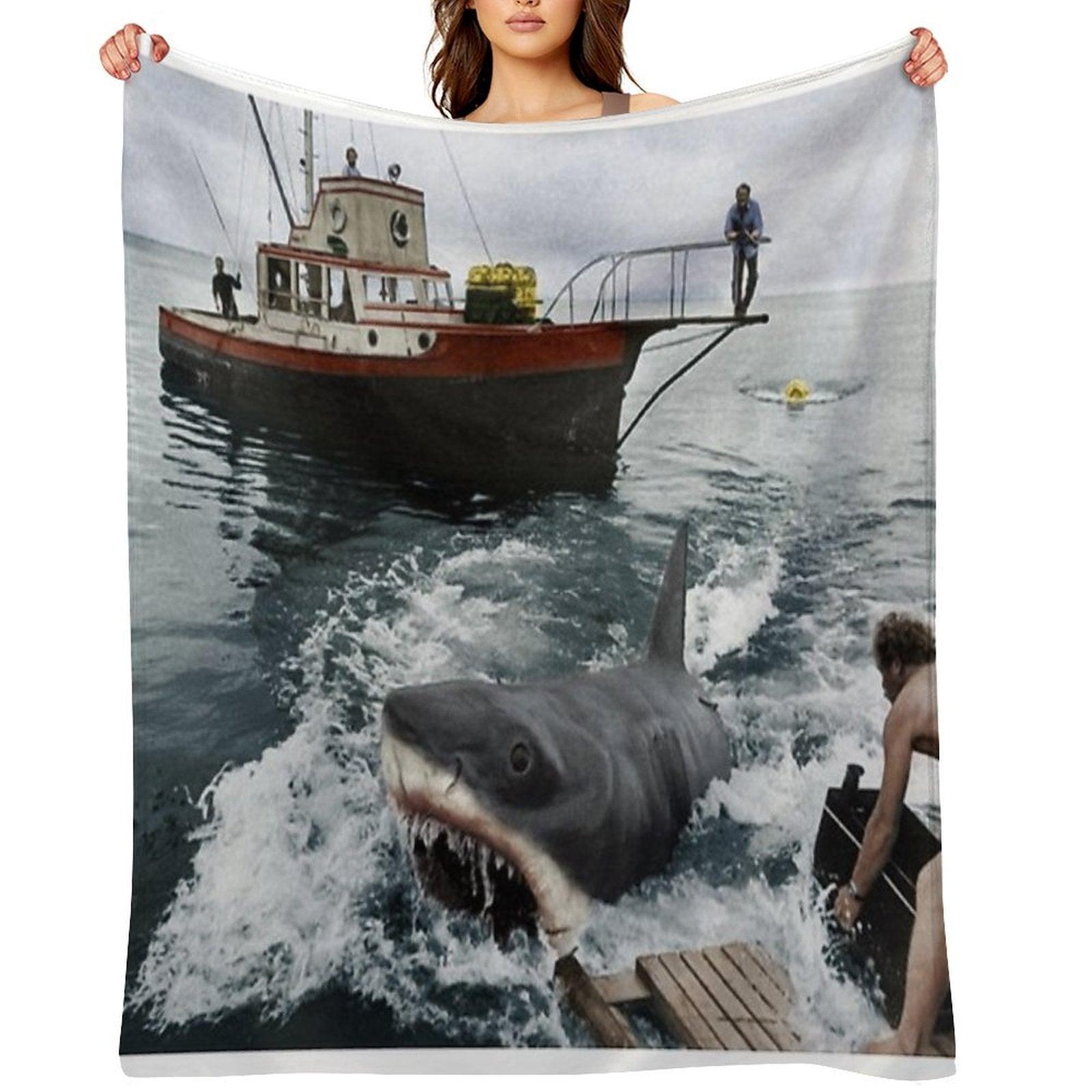 Jaws Photography Throw Blanket