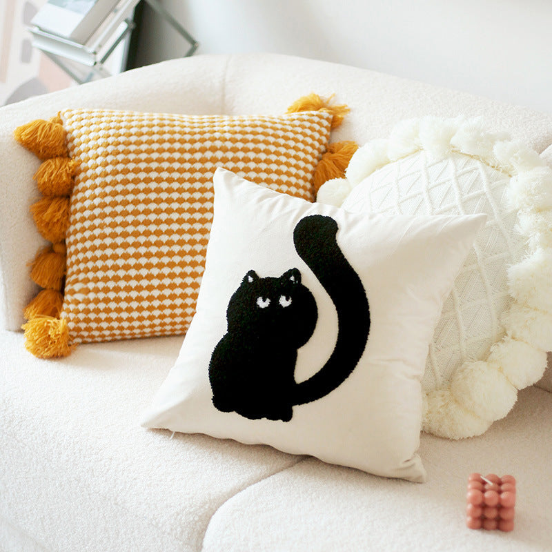 Original Design Modern Minimalist Cat Embroidered Cushion