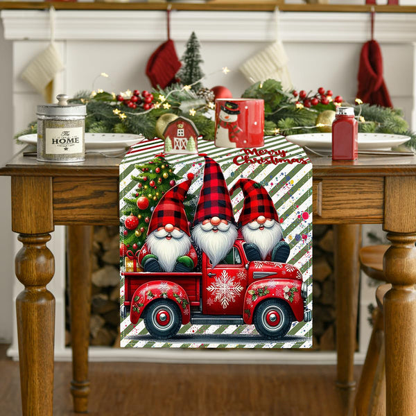 Christmas Dwarf Printed Table Flag New White Hemp Table Decoration Tablecloth Christmas Decoration Tablecloth Mat