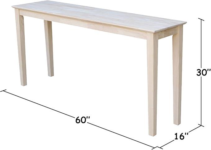 IC International Concepts Extended Length Shaker Console Table, 60