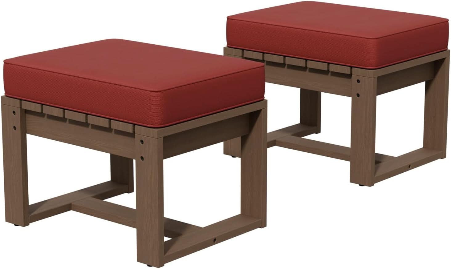 Natural Cedar Outdoor Ottomans With Removable Cushions
