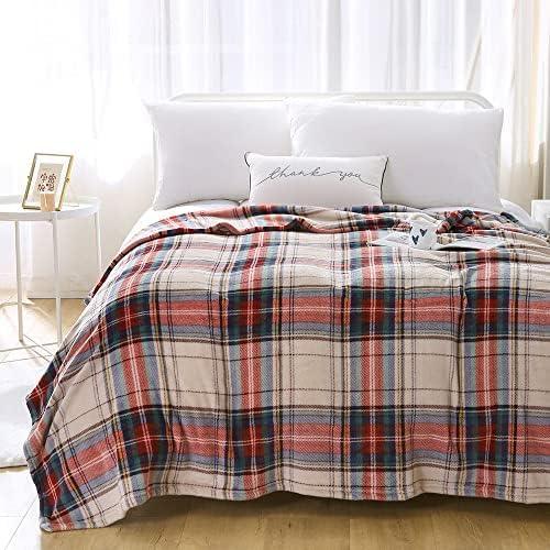 MERRYLIFE Tartan Plaid Print Throw Blanket Decorative Fleece Throw | Ultra-Plush Colorful | Couch Blanket Travel Lap | Home Gift Use(60