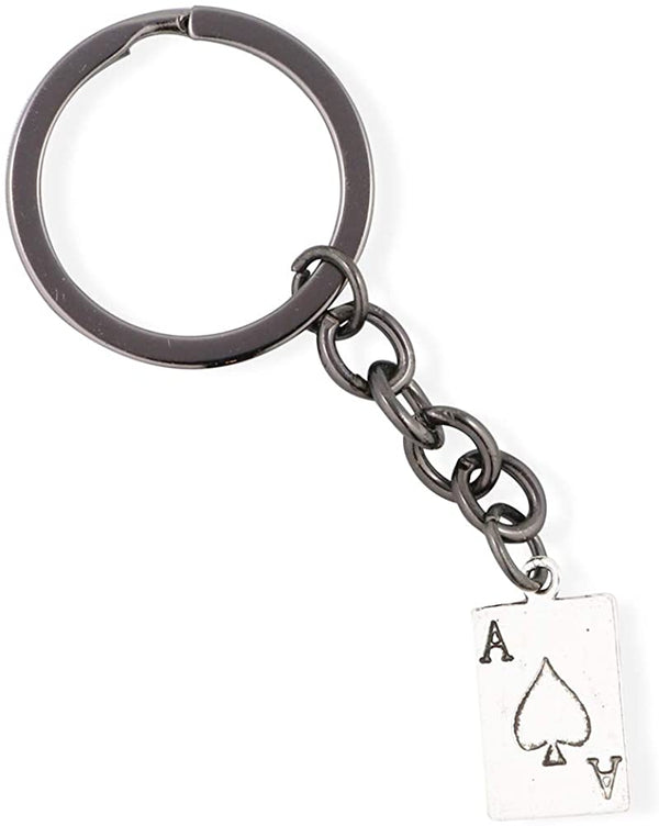 Ace Bracelet | Ace of Spades Bangle Bundled with Keychain Gift for Women Men Jewelry Playing Card Poker and Game Accessories